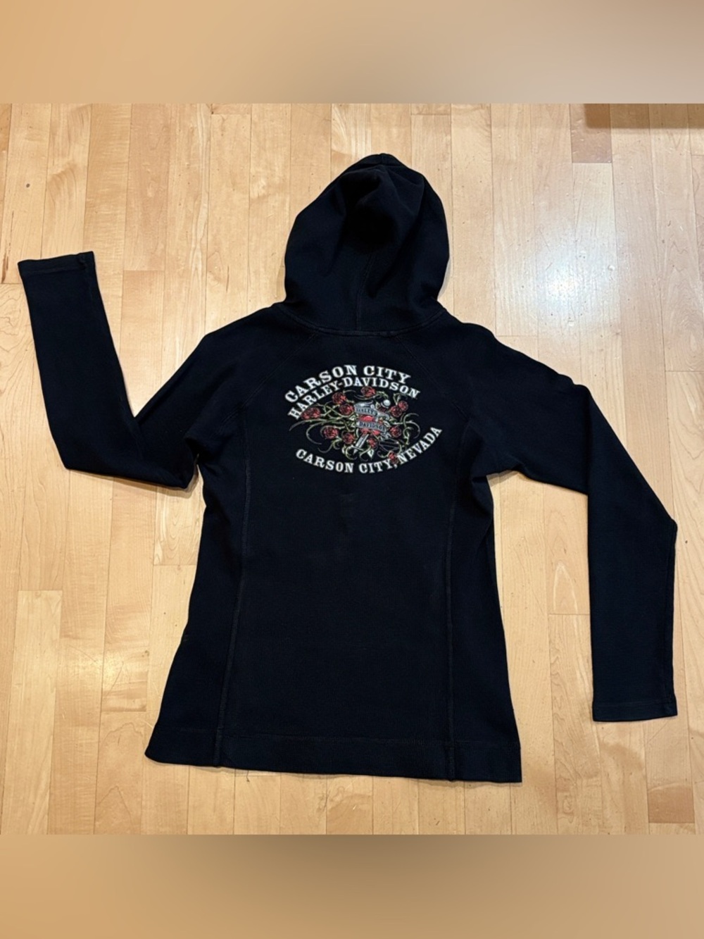 Harley-Davidson Black Women's Thermal Half-Snap Hoodie Carson City Nevada - XL